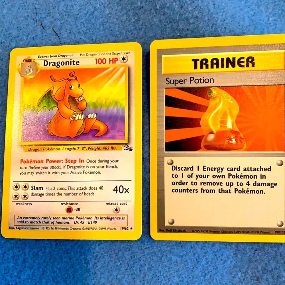 Pokémon dragonite fossil and Trainor super potion